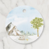 Schattige Blue Mountain Waterverf Beer familie Bedankjes Labels (Achterkant)