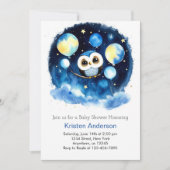 Schattige Blue Owl Balloons Jongen Baby shower Kaart (Voorkant)