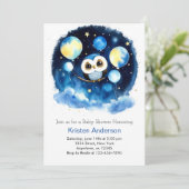 Schattige Blue Owl Balloons Jongen Baby shower Kaart (Staand voorkant)