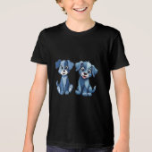 Schattige Blue Patchwork Puppy Design voor kindere Tri-Blend Shirt (Voorkant)