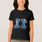 Schattige Blue Patchwork Puppy Design voor kindere Tri-Blend Shirt (Voorkant)