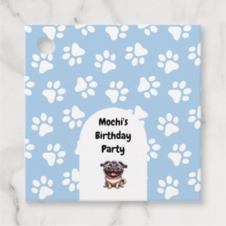 Schattige Blue Pet Pug verjaardagsfeestje Bedankjes Labels