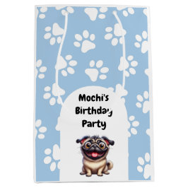 Schattige Blue Pet Pug verjaardagsfeestje Medium Cadeauzakje
