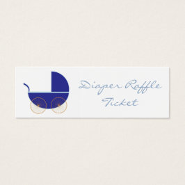 Schattige Blue Pram Diaper Raffle Ticket - Skinny Mini Visitekaartjes