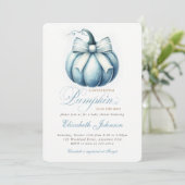 Schattige Blue Pumpkin Baby shower Uitnodiging (Staand voorkant)