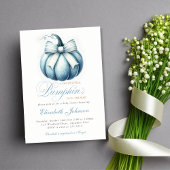 Schattige Blue Pumpkin Baby shower Uitnodiging
