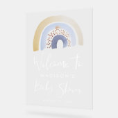 Schattige Blue Rainbow Baby shower Welkom Acryl Bord (Hoek)