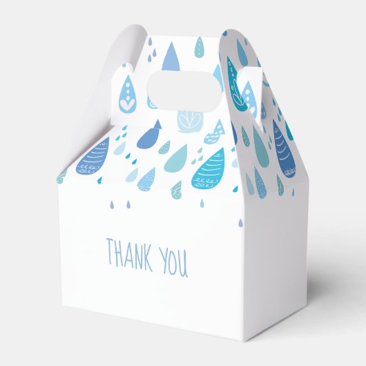 Schattige Blue Raindrops Baby shower Bedankdoosjes (Achterkant)