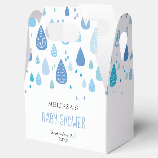 Schattige Blue Raindrops Baby shower Bedankdoosjes (Geopend)
