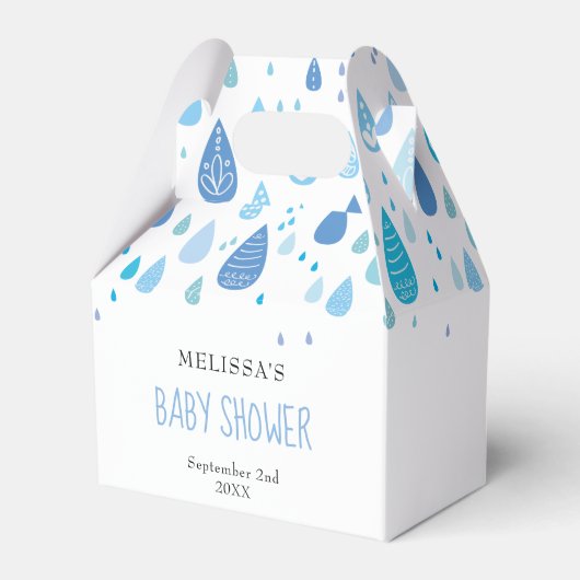 Schattige Blue Raindrops Baby shower Bedankdoosjes (Voorkant Zijde)