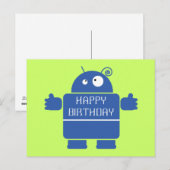 Schattige Blue Robot Briefkaart (Voorkant / Achterkant)