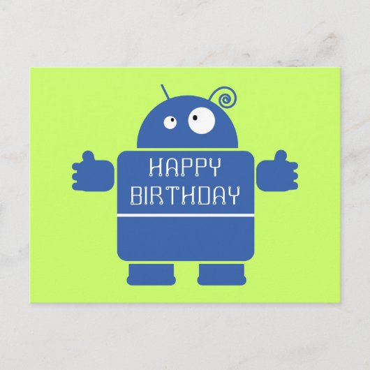 Schattige Blue Robot Briefkaart (Voorkant)