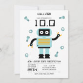 Schattige Blue Robot thema Kinder Robots Verjaarda Kaart (Voorkant)