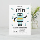 Schattige Blue Robot thema Kinder Robots Verjaarda Kaart (Staand voorkant)