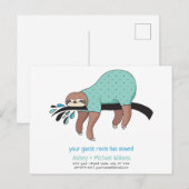 Schattige Blue Sloth Room heeft verhuisd aankondig Aankondigingskaart (Voorkant / Achterkant)