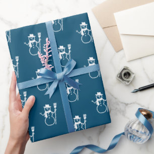 Schattige  Blue Snowman Pattern Cadeaupapier