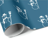 Schattige  Blue Snowman Pattern Cadeaupapier (Rol Hoek)