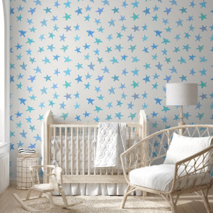 Schattige Blue Stars Pattern Behang