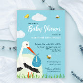 Schattige Blue Stork Baby shower Kaart