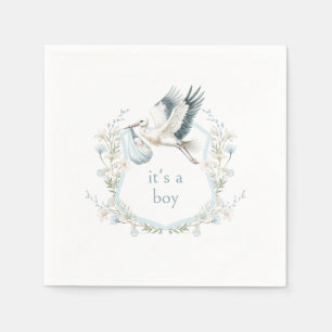 Schattige Blue Stork Crest Baby shower Het is een  Servet
