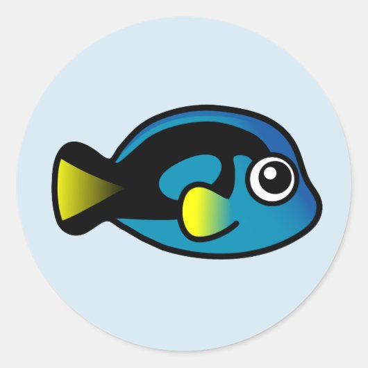 Schattige Blue Tang Ronde Sticker (Voorkant)