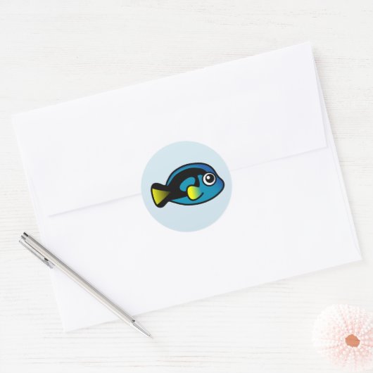 Schattige Blue Tang Ronde Sticker (Envelop)
