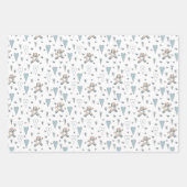 Schattige Blue Teddy Bear & Heart Baby Boy Initiaa Inpakpapier Vel (Voorkant)