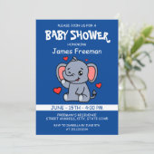 Schattige Blue Vector Boy Elephant Baby shower Kaart (Staand voorkant)