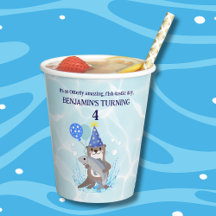 Schattige Blue Water Boy Zee Otter Verjaardagsfees