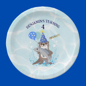 Schattige Blue Water Boy Zee Otter Verjaardagsfees Papieren Bordje