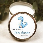 Schattige Blue Waterverf Dinosaur Baby shower Ronde Sticker