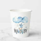 Schattige Blue Waterverf Teddy Bear Baby shower Papieren Bekers (Achterkant)