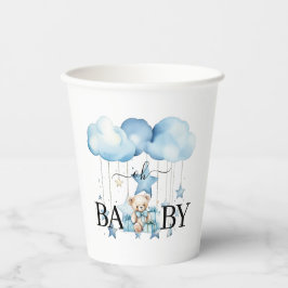 Schattige Blue Waterverf Teddy Bear Baby shower Papieren Bekers