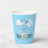 Schattige Blue Waterverf Teddy Bear Baby shower Papieren Bekers (Achterkant)
