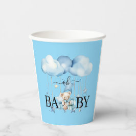 Schattige Blue Waterverf Teddy Bear Baby shower Papieren Bekers
