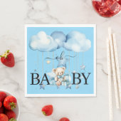 Schattige Blue Waterverf Teddy Bear Baby shower Servet (Insitu)