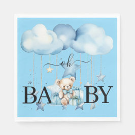 Schattige Blue Waterverf Teddy Bear Baby shower Servet