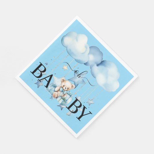 Schattige Blue Waterverf Teddy Bear Baby shower Servet (Hoek)