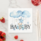 Schattige Blue Waterverf Teddy Bear Baby shower Servet (Insitu)