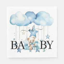 Schattige Blue Waterverf Teddy Bear Baby shower Servet
