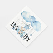 Schattige Blue Waterverf Teddy Bear Baby shower Servet (Hoek)