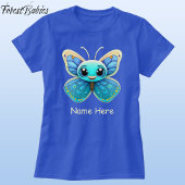 Schattige Blue Wildlife Butterfly Kind Cartoon Gra T-shirt