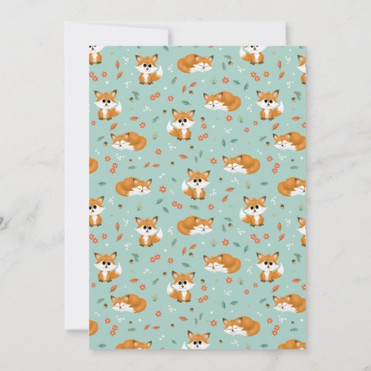 Schattige Blue Woodland Fox Blue Boys Baby shower Kaart (Achterkant)