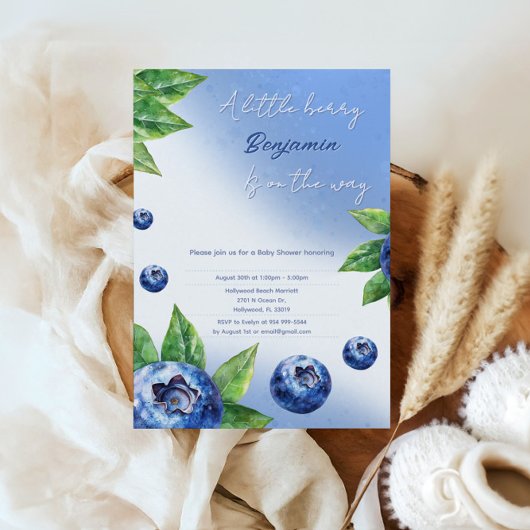 Schattige Blueberry-Baby shower Kaart