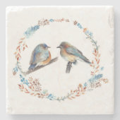 Schattige Bluebird Couple Art Stenen Onderzetter (Voorkant)