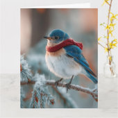 Schattige Bluebird in een sjaal Kaart (Gele Bloem)