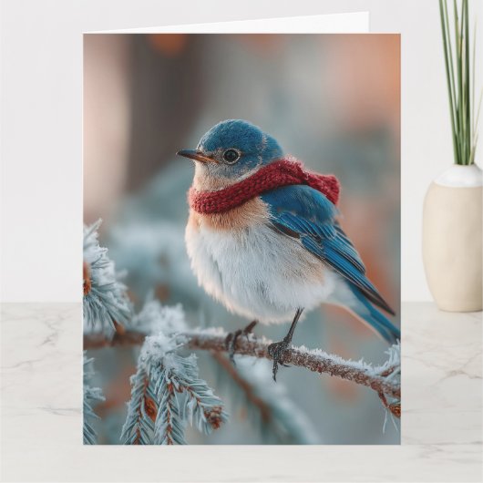 Schattige Bluebird in een sjaal Kaart (Voorkant)