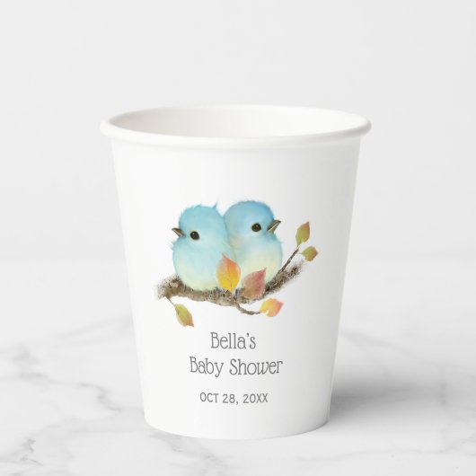 Schattige Bluebirds Bird Baby shower Papieren Bekers (Voorkant)