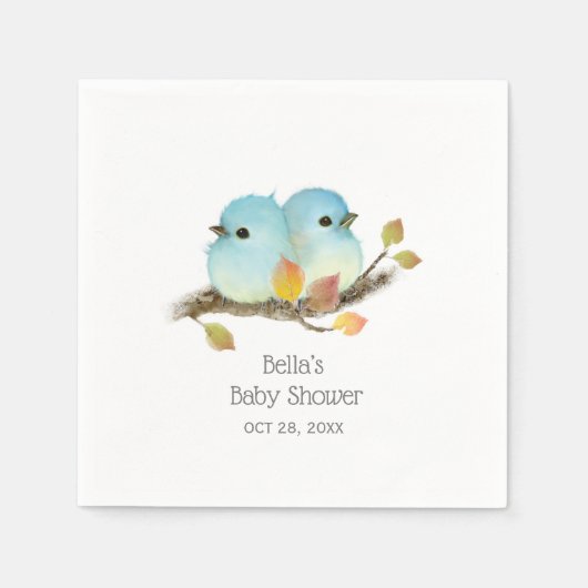 Schattige Bluebirds Bird Baby shower Servet (Voorkant)