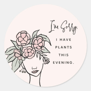 Schattige Blush Bezig met Mijn Planten Bloemenport Ronde Sticker